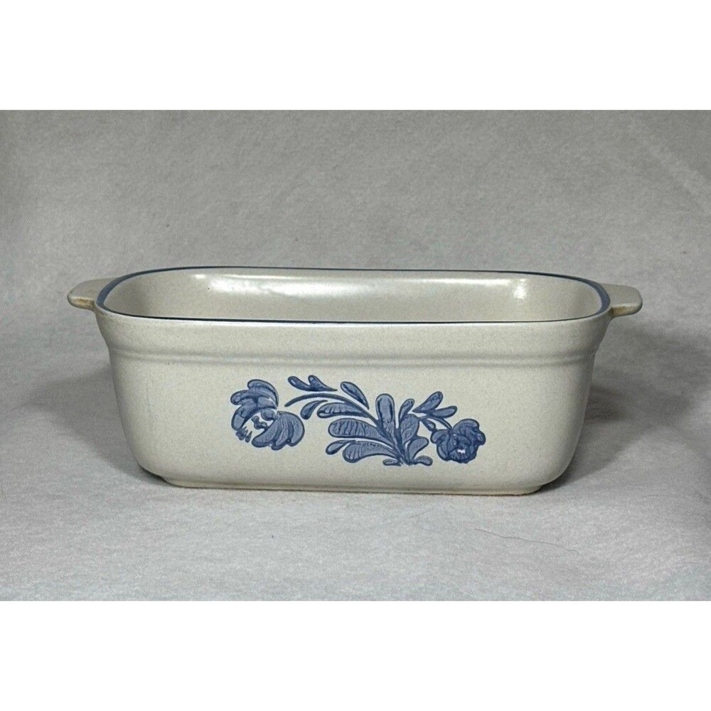 Pfaltzgraff Yorktowne Stoneware 2 qt Loaf Pan Made in USA Blue Floral 235